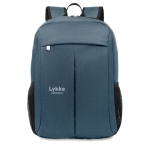 Polyester laptop backpack with trolley holder, 15” blue colour main view