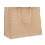 Jute bag with laminated interior and short handles beige colour