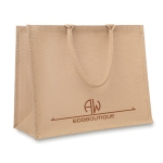 Jute bag with laminated interior and short handles beige colour main view