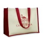 Canvas jute bag with laminated interior red colour main view