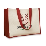 Canvas jute bag with laminated interior red colour second main view