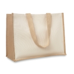 Canvas jute bag with laminated interior beige colour