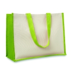 Canvas jute bag with laminated interior lime colour