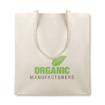 Organic tote bag with long handles, 105 g/m2 beige colour second main view