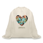 Eco drawstring bag made from 100% organic cotton, 105 g/m2 beige colour second main view