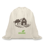 Eco drawstring bag made from 100% organic cotton, 105 g/m2 beige colour second main view