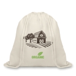 Eco drawstring bag made from 100% organic cotton, 105 g/m2 beige colour second main view