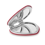 Heart-shaped pocket mirror with magnetic closure red colour