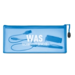 Transparent PVC pencil case as a promotional gift for children blue colour second main view