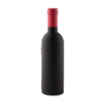 Wine accessory set in decorative bottle with magnetic closure black colour