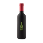 Wine accessory set in decorative bottle with magnetic closure black colour main view