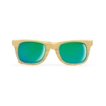 Wood effect sunglasses with mirrored lenses, UV400 protection wood colour