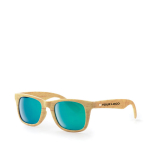 Wood effect sunglasses with mirrored lenses, UV400 protection view with print area