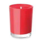 Candles in coloured glass with various scents red colour