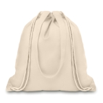 Drawstring bag made of beige canvas with long handles beige colour