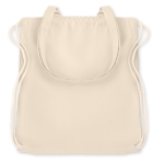 Drawstring bag made of beige canvas with long handles beige colour second view