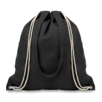 Drawstring bag made of coloured canvas with long handles black colour