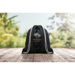 Drawstring bag made of coloured canvas with long handles black colour main ambient view