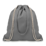 Drawstring bag made of coloured canvas with long handles grey colour