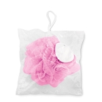 Shower sponge, white, in a bag for promotions pink colour second view