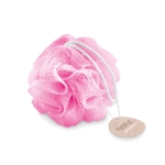 Shower sponge, white, in a bag for promotions pink colour second main view