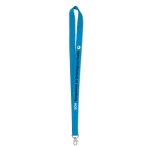 Economical, lanyard with lobster clasp for employees turquoise colour main view