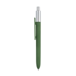 Affordable ballpoint pen with chrome tip and blue ink green colour