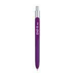 Affordable ballpoint pen with chrome tip and blue ink violet colour image with logo 2