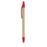 Sustainable ballpoint pen kraft paper blue ink red colour