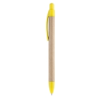 Sustainable ballpoint pen kraft paper blue ink yellow colour