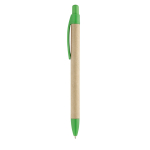 Sustainable ballpoint pen kraft paper blue ink green colour