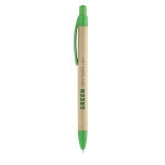 Sustainable ballpoint pen kraft paper blue ink light-green colour image with logo