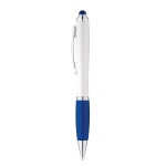 Ballpoint touch pen with white barrel & blue ink blue colour