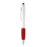 Ballpoint touch pen with white barrel & blue ink red colour