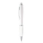 Ballpoint touch pen with white barrel & blue ink white colour