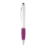 Ballpoint touch pen with white barrel & blue ink violet colour