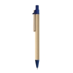 Recycled paper ballpoint pen with wooden clip blue colour