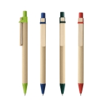 Recycled paper ballpoint pen with wooden clip various colours