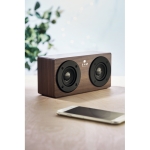 Elegant wooden speaker with amplifier as a promotional gift brown colour main ambient view