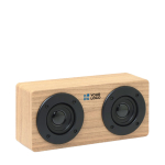 Elegant wooden speaker with amplifier as a promotional gift view with print area