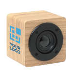 Affordable wireless wooden speaker with amp view with print area