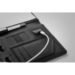 Folder with integrated power bank, USB cable & notepad, A5 black colour seventh view