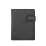 Folder with integrated power bank, USB cable & notepad, A5 view with print area