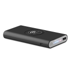 Wireless charging power bank with rubberized finish, 8,000 mAh black colour