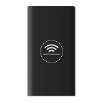 Wireless charging power bank with rubberized finish, 8,000 mAh black colour fourth view