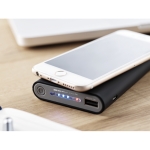 Wireless charging power bank with rubberized finish, 8,000 mAh black colour second ambient view