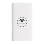 Wireless charging power bank with rubberized finish, 8,000 mAh white colour fourth view