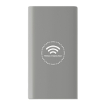 Wireless charging power bank with rubberized finish, 8,000 mAh grey colour fourth view