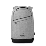 Laptop backpack made of polyester with USB port, 13'' grey colour fifth main view