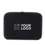 Zippered hard foam laptop sleeve, 15” black colour view with print area